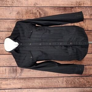 Vtg Blood Red Pearl Snap Black Textured Mens 23rd St. Long Sleeve Like New